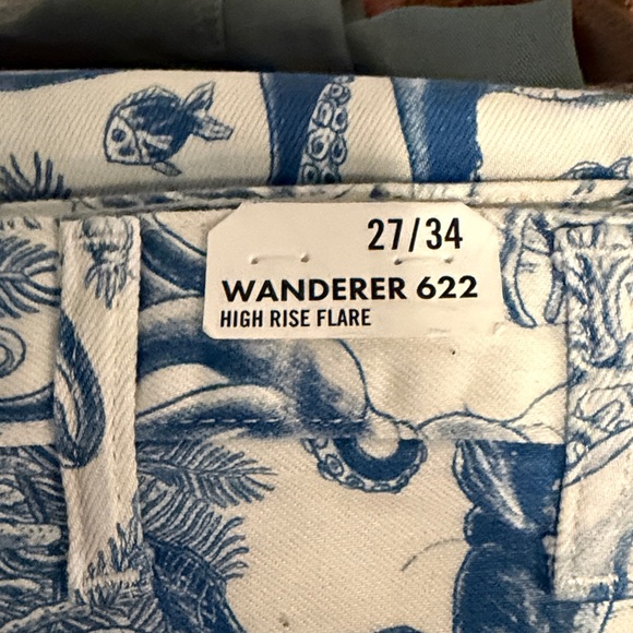 WRANGLER WOMEN'S HIGH RISE NAUTICAL PRINT WANDERER FLARE JEANS - Picture 9 of 11